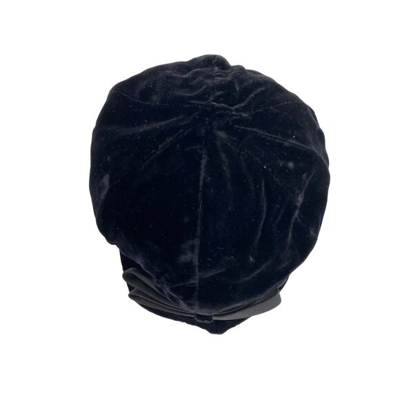 Vintage 60s Velvet Mod Go Go Cap Bow Detail Black 8160 British - Picture 3 of 9